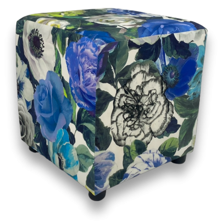 Customer own fabric cube seating | Footstools Direct