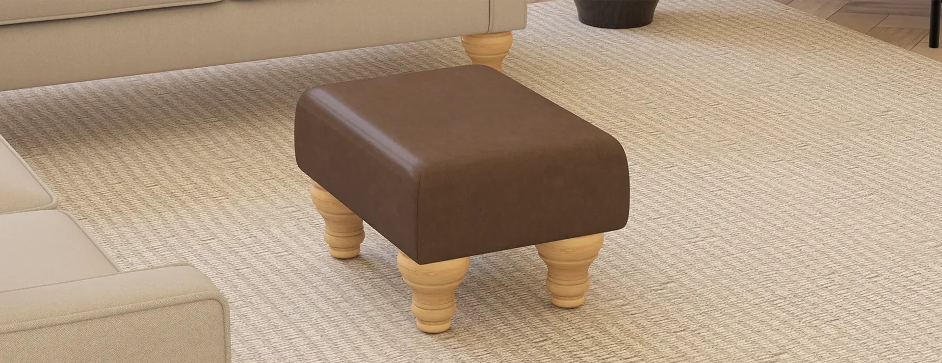 Footstools | Fabric, Italian & Faux Leather Upholstered